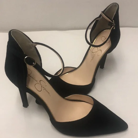 Jessica Simpson Carlette Heel Black Suede pump 8M - Picture 7 of 8